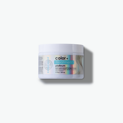 A platinum treatment masque for toning your hair with keratin and peptides on a white background