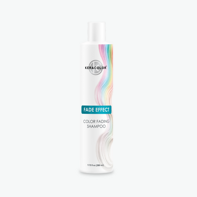 A bottle of Keracolor fade effect color fading shampoo on a white background.