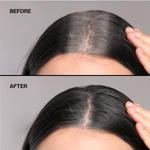 Before and after comparison of hair root touch up on a person's head.