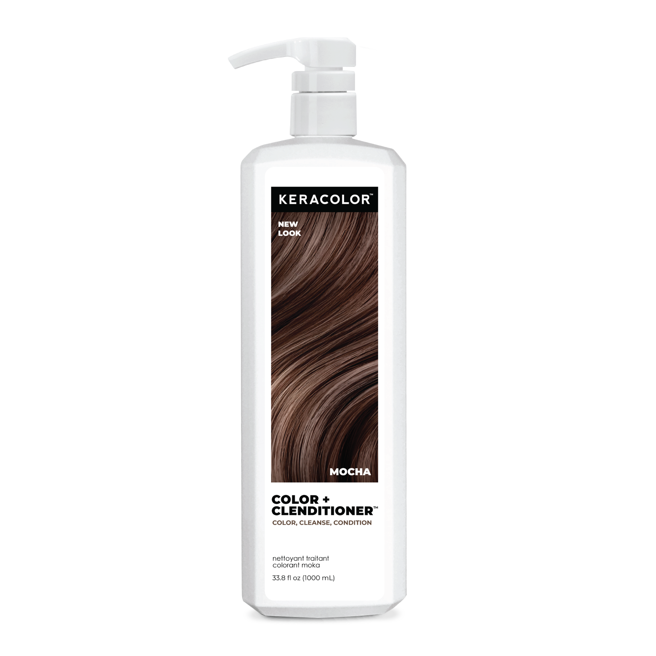 Keracolor Color + Clenditioner Mocha hair conditioner 1000ml bottle on a white background