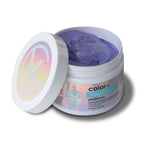 An open container of platinum treatment masque for toning your hair with keratin and peptides on a white background